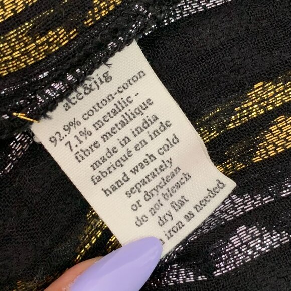 Ace & Jig Women's Black Metallic Long Sleeve Oversized Tunic Shirt Size Small - Picture 12 of 12